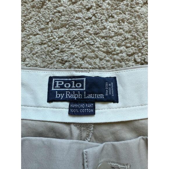 Polo by Ralph Lauren Hammond Pleated Chino Trouser Pants Beige Men's Size 36x34 - Picture 4 of 7